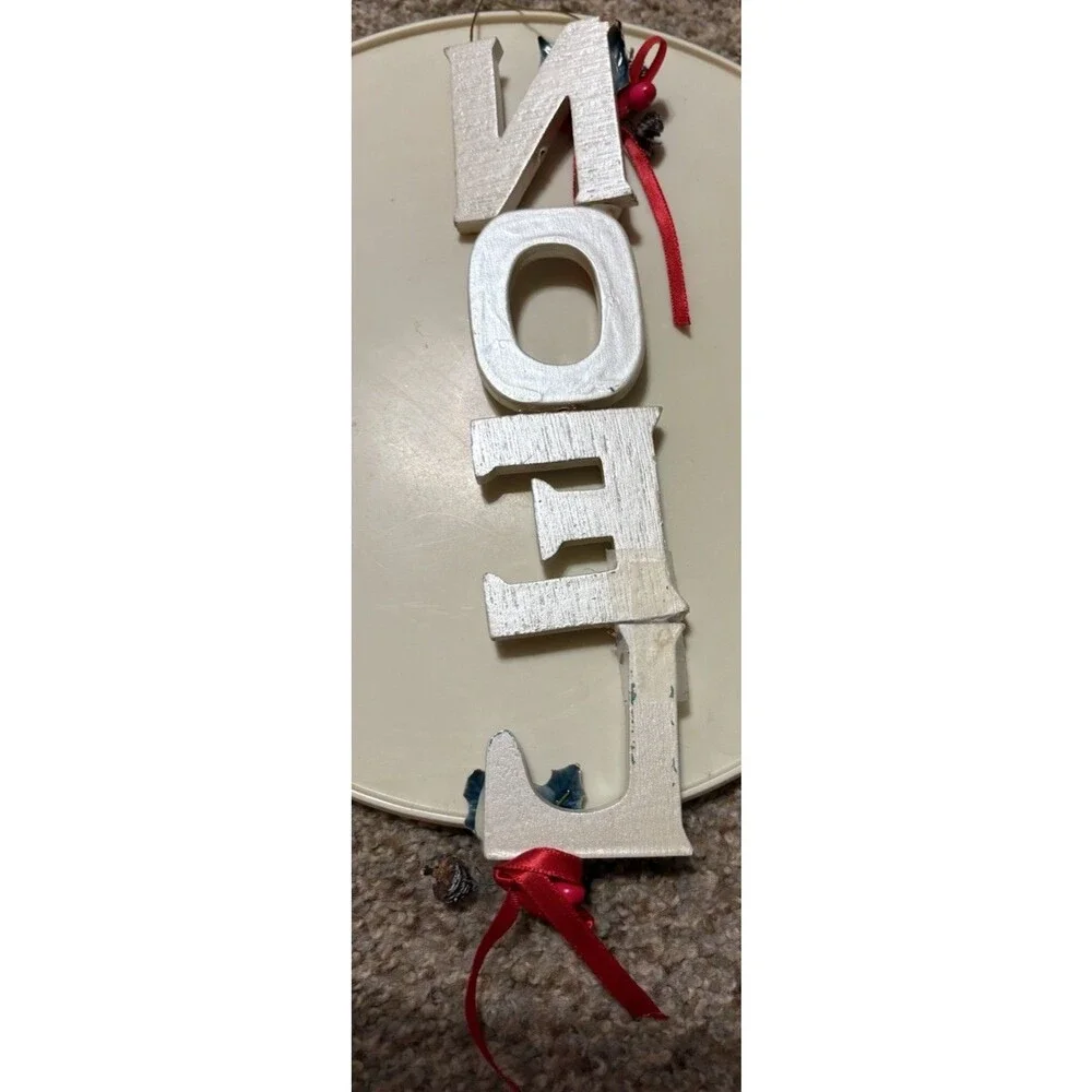 Large Wood NOEL Christmas Ornament 10” Hanging Holiday Decor Holly Berries